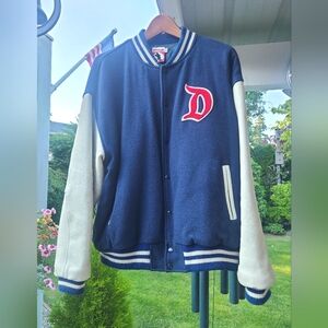 Vintage 90s Disney Mickey Letterman Jacket! Leather & Wool, Unisex Large